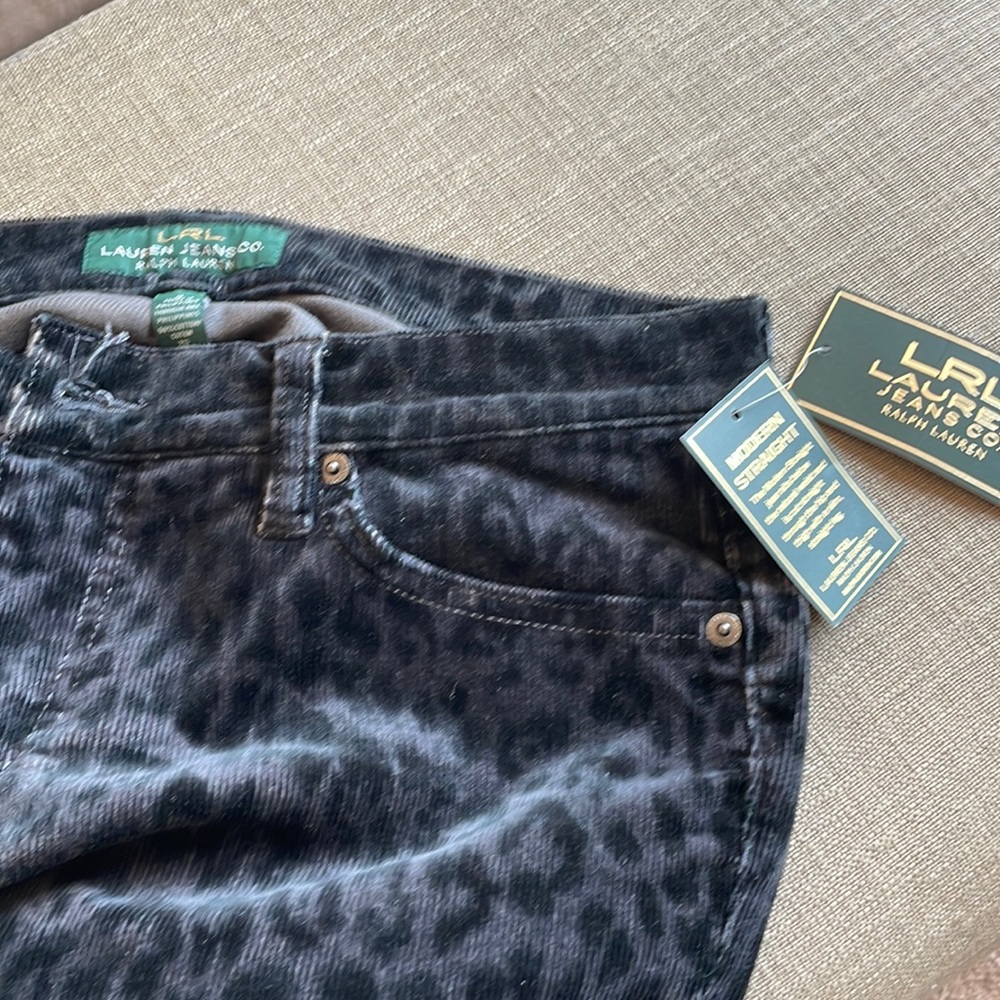 Ralph Lauren Jeans Co. Cheetah Print Black/Grey Corduroy pants NWT